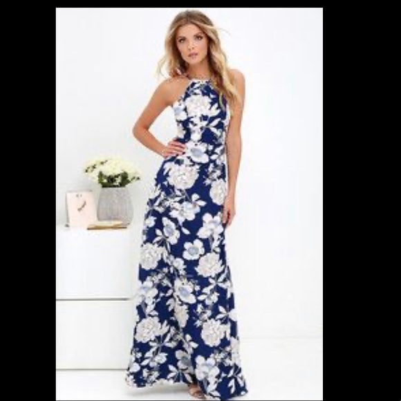 Lulus Dresses & Skirts - Lulu’s | Royal blue floral print maxi dress